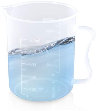Kalevel Measuring Cups Plastic Graduated Beaker Pitcher 500ml Measuring Cup Lab Kitchen Measuring Beaker Clear Pitcher With Spout and Handle (500ml)