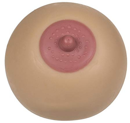 Squeeze Ball XL Brust – 9 cm | Knetball Brust Antistress-Squeezie Boobs | hautfarbener Stressball in Busenform | weicher Knautschball aus Gummi | Scherzartikel für Party, Büro & JGA