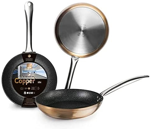 IBILI Natura Copper Frying Pan, 22 cm, Aluminium, Stone-Style Non-Stick Coating, Suitable for Induction Hobs