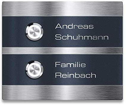 Metzler Moderne Edelstahl Türklingel Magneto - Inklusive Gravur & LED Taster - Anthrazit RAL7016 - Austauschbare Namensschilder - 2-fach