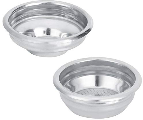 TOPINCN 58Mm Reusable Basket Coffee Filters Single/Double Porous Filter Bowl Basket Semi-Automatic Coffee Machine Bottomless Handle Filter (Double)