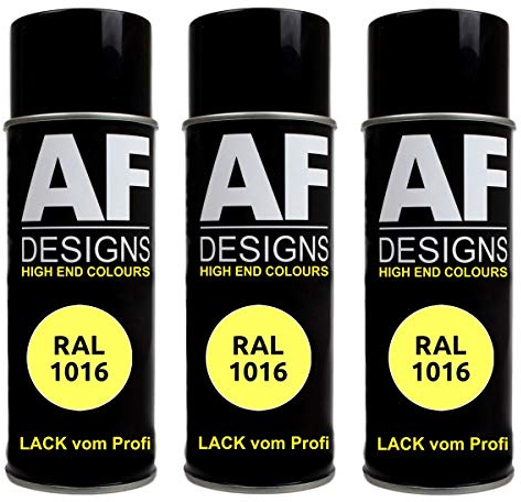 Alex Flittner Designs 3X Ral Pintura en Espray Pintura Coche Laca Colorida Lata de Aerosol RAL1016 Amarillo Azufre Seda Mate