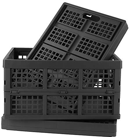 Ramddy Collapsible Milk Crate 34 Quart 3 Packs, Stackable Folding Crate for Storage - Save Space