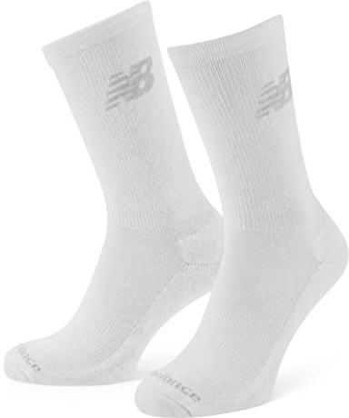 New Balance Unisex 3 Pack Crew Socks, White, M UK