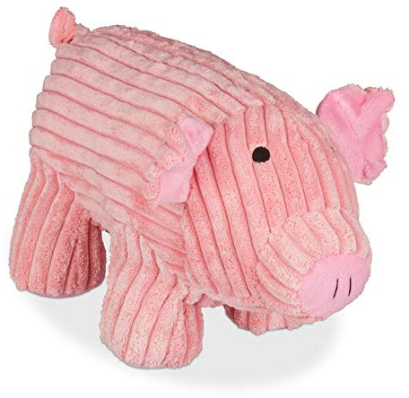 Relaxdays Türstopper Schwein, für Boden, stehend, origineller Türsack, Plüsch Figur mit Sandfüllung, 15 cm hoch, rosa