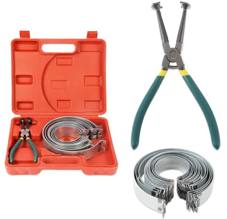 15-tlg Kolbenring Spannband Satz KFZ - MOTOCOCHE Auto Kolbenring-Kompressor-Set mit Zange und 14 Bändern (62-145mm) für die Reparatur Autos LKW-Motor