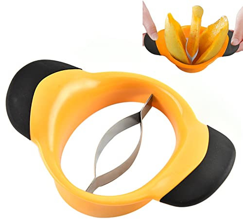 Mango Cutter/Splitter/Slicer with Stainless Steel Blade, Peeler and Pit Remover Tool, Fruit Divider Ergonomic Rubber Grip Handle