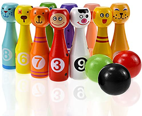 year old Spielzeug Bowling Set Kinder mit 10 Kegel und 3 Bälle, Montessori Spielzeug ab 2 3 4 5 Jahre Outdoor Spiele ab 3 Jahren - Geschenk des Jahres Mädchen Junge ab 3 Jahre (Bowling Set)
