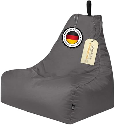 PATCH HOME XXL Lounge-Sessel – Ergonomischer Sitzsack für Gamer, Wohnzimmer & Outdoor – Mit Styropor-Füllung, Waschbarem Bezug & Reißverschluss zur Wiederbefüllung (Anthrazit)
