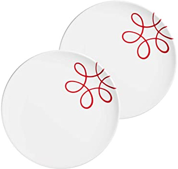 GMUNDNER KERAMIK Pur Geflammt Rot 2er-Set Speiseteller Cup(Ø25cm) Geschirr, handgemacht in Österreich
