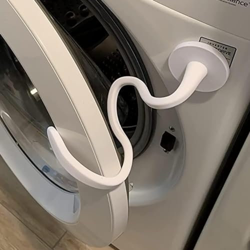 Uadme Flexible Washing Machine Door Prop, Silicone Magnetic Front Load Washer Door Prop Washing Machine Door Holder Washer Door Stopper Keep Washer Door Open for Most Washing Machines(white)