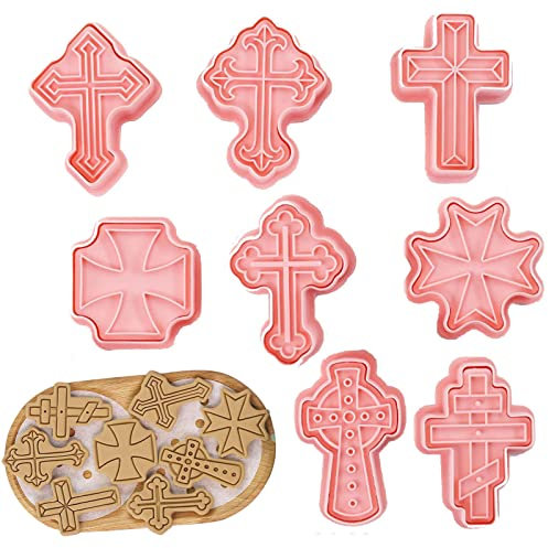 moldes en forma cruz, , para fondant, forma cruz, cortadores galletas, con dibujos animados, para manualidades, galletas, pasteles, accesorios horneado, 8 piezas