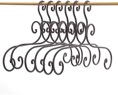 DESIGN DELIGHTS 6 Vintage KLEIDERBÜGEL Amelie | Metall, antik-braun, 41x24cm (BxH) | Kleiderhaken Set Shabby Chic, Landhaus Garderobenhaken, Flurhaken, Garderobe
