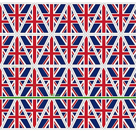 Little Johnny Make Your Own Bunting Fabric - Union Jack Flag British Bunting Fabric Cotton, Red White & Blue, 60'' Wide (13403)