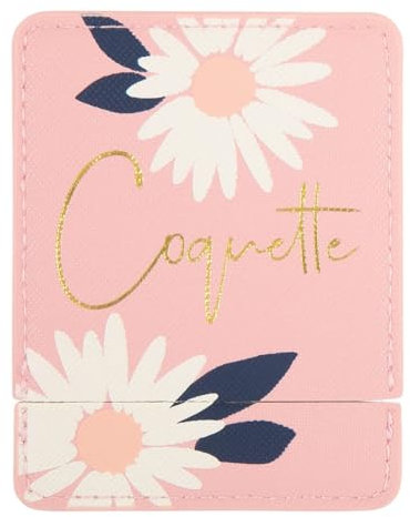 DRAEGER PARIS 1886 - Miroir de Poche Coquette avec Étui Rose à Fleurs - Miroir Carré Maquillage Portable Cadeau Personnalisé - Format Compact 9x7cm - Idéal Maison, Voyage & Bonne Humeur