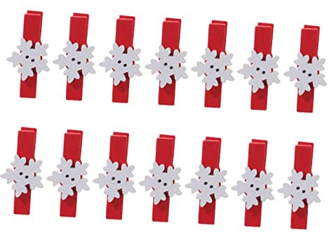 YARNOW 35pezzi Mollette Decorative in Legno Forma di Fiocco per Foto Natalizie Porta Memo Clip per Cartoni Animati Accessori per Decorazioni