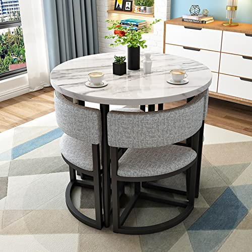 Esstisch-Set for 4 kleine runde 80-cm-Essecke for Abendessen, Frühstück, Konferenzraum, platzsparend, Büro, Apartment, Arbeitszimmer, Balkon, Küche, Kaffee, Sofa, Sitz, Restaurant, Hotellounge, Empfan