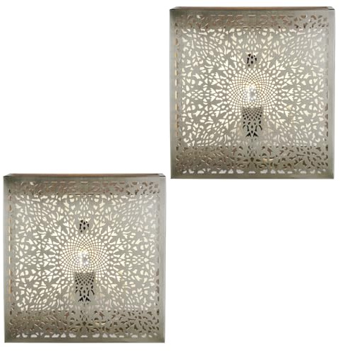 2er Set Orientalische Wandleuchte Yakin aus Metall silber 27 cm Deko