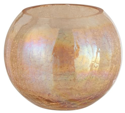 WINDLICHT Kugel RISSIG Glas Perle-Effekt Amber Large
