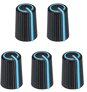 QUARKZMAN Knöpfe Potiknöpfe Potentiometer Drehknopf ABS Gitarre Knopf für E-Gitarre Leistung Verstärker Stereoanlagen Bass Lautstärke Ton 270° Drehknopf 6mm D Typ Welle Schwarz Blau 5Stk