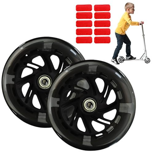 Scooter Rollen,2 Stück Scooter Ersatzräder 120mm Mit Reflektierendes Band,Scooter Inliner Räder Mit ABEC-7,Trick Roller Ersatz Rad Rolle Für Allerlei Scooter Und Kickscooter(Schwarz)