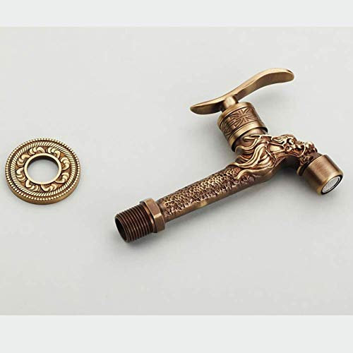 Wasserhahn, antiker Messing-Einzel-Kaltwasserhahn, Waschmaschinen-Wasserhahn, Küchenspüle, Wasserhahn, Teiche, spezielle Wasserhähne, verlängert und schnell in Wände und Wasserauslässe geöffnet, ein
