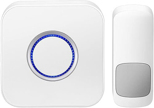 Wireless doorbell,waterproof doorbell, Plug in Waterproof Battery Operated Cordless Doorbell Operating at 450m Long Range with 52 Chimes 4 Volume Levels LED Light Easy Install for Home, School, Office
