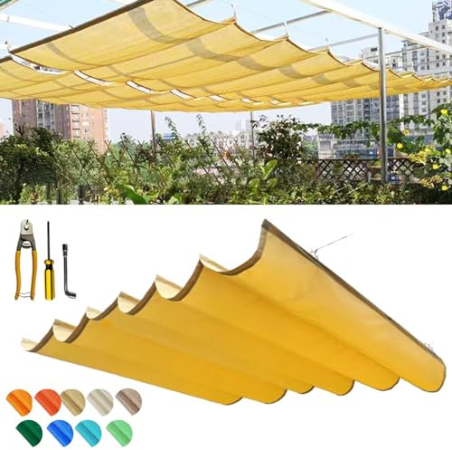 Sonnensegel Wasserdichte Einziehbare Pergola-Schattenabdeckung, Wellen-UV-beständiges Vordach für Den Außenbereich mit Seilen und Schiebebeschlägen, Sonnenschutz für Veranda, Terrasse, Garten ( Color