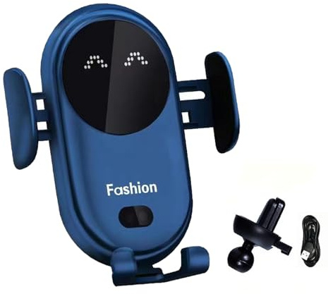 Caricabatterie senza fili e supporto per il telefono, Porta Cellulare Auto, Qi Caricatore Wireless Auto, Auto-Bloccaggio Supporto Telefono Auto, Supporto Universale per Telefono Auto (Blu)