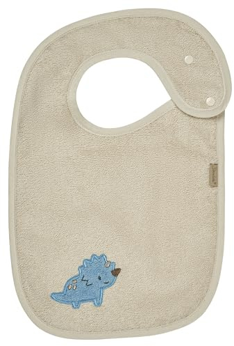 Sterntaler Lätzchen Dino Rexi - Baby Lätzchen mit niedlicher Applikation, aus saugfähigem Frottee mit wasserundurchlässigem Futter - Lätzchen mit Druckknopfverschluss, beige