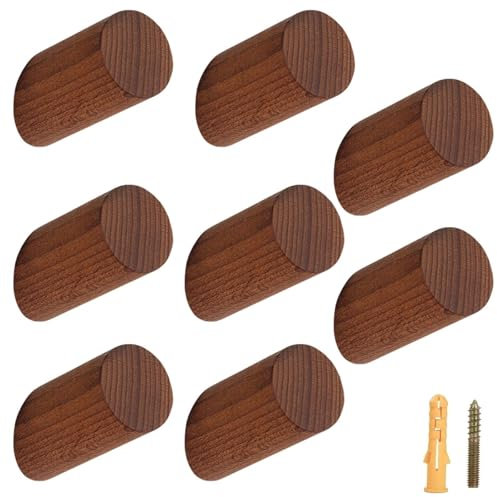 Garderobenhaken Vintage 8 Stück Garderobenhaken Holz Türhaken Multifunktionaler Wandhaken Geeignet Für Schlafzimmer Küche Badezimmer Kleiderhaken Aus Holz Mit Ablage Hinter Der Tür(Walnuss 60mm)
