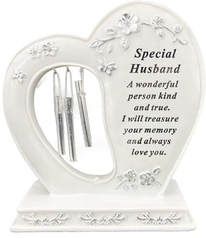 Angraves Special Husband Graveside Memorial Wind Chime Heart Grave Plaque Ornament Decoration