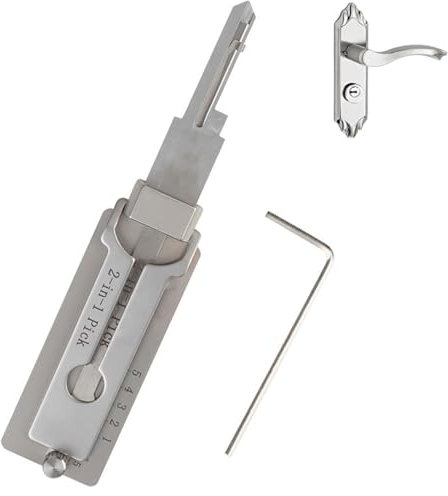 Master Key Decoder Lockpicking-Werkzeug, Schlüsseldecoder Dietrich, Edelstahl, Hauptschlüssel-Decoder, Schlosser-Werkzeuge, 2-in-1 Hauptschlüssel-Decoder, Lockpicking-Werkzeuge, Zugangstüren,
