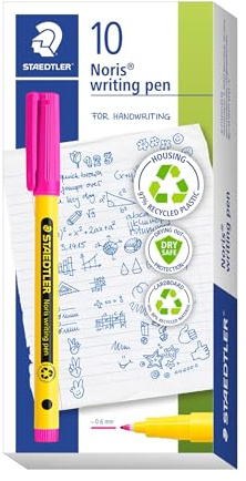 STAEDTLER Noris writing pen 307 Fineliner, Gehäuse aus 97% recyceltem Plastik, Fineliner aus recyceltem Kunststoff, Magenta, 10er Pack, 0,6 mm, Schulalter