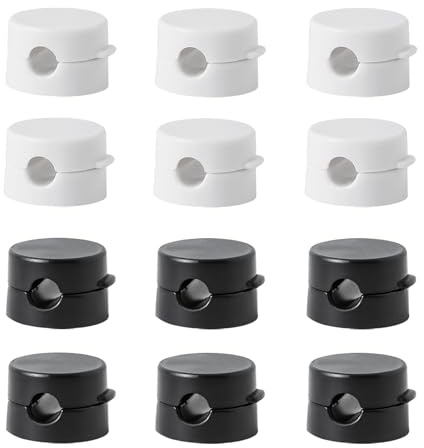 12 Stück Kabelhalter Kabelclips Selbstklebend Kabel Organizer Magnetische Kabelmanagement Kabelorganizer für Nachttisch, Schreibtisch, Ladekabeln (Schwarz + Weiß)