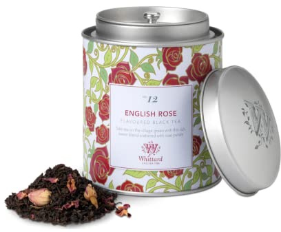 Whittard® | English Rose Tè Nero Aroma di Rosa | Tè Nero Floreale Aromatizzato Foglia Sfusa Lattina Metallo - 100 Gr