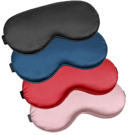 TUONYIS 4 Stück Seiden-Schlafmaske,mit verstellbarem Riemen,Blockiert Licht,Lichtdichte Weiche Eye Mask,Augenmaske zum Schlafen, für Männer und Frauen, Reisen, Meditation, Nachtschlaf(4 Stück)