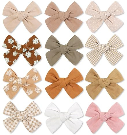 Baby Girl Hair Clips Set, 12 Pcs Hair Bows Barrettes Handmade Accessories Alligator Clip for Little Girls Babies Toddlers Child Kids Teens Gifts