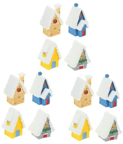 Cabilock 3 Sätze Weihnachtslandschaft Dekoration Ornamente Weihnachtsdorf Weihnachten Miniatur Dorfhäuser Weihnachten Winzige Figuren Weihnachtsschmuck Urlaub Harz 4 Stück * 3