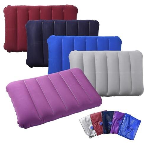 Pumwoy 5 Pezzi Cuscini Gonfiabili per Viaggio 47 * 30cm, Cuscino Gonfiabile da Campeggio Cuscini Gonfiabili Spiaggia, Cuscino da Esterno Floccamento in PVC per All'aperto, Escursioni, Picnic