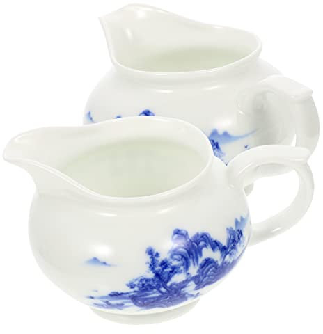 CONGARTENO 2pezzi Salsiere in Ceramica Blu e Bianca Dispenser Per Salsa Da Cucina Adatto Per Servire Salse Calde e Fredde Condimenti Per Insalata e Altri Usi