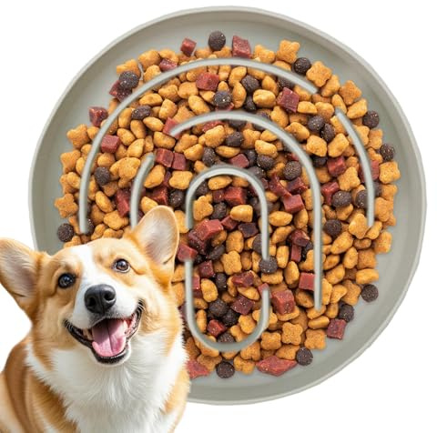 Futterschale für Hunde, Katzenfutter, Silikon, langsames Feedback, gesundes Eating-Design, ideal für drinnen und draußen, geeignet für gefrorene Katzen, Creme-Käsememeals