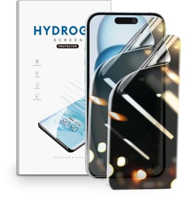 nvskvd Privacy Pellicola Protettiva per iPhone 15, 2 Pezzi TPU Film Pellicola Protezione Anti-Spia, Anti-spia Pellicola idrogel, Supporto Impronta Digitale[Non Vetro Temperato]
