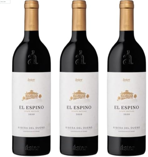 Áster El Espino Vino Tinto Crianza | Tinta del País con 14.5º Vol | Vino Español con Elegancia y Carácter | Servir entre 14ºC y 16ºC| 3 botellas
