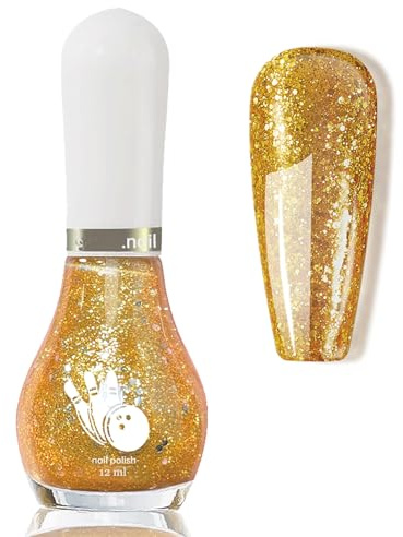 Virellay Schnelltrocknend Gold Glitzer Nagellack - peel off Ungiftig langanhaltend Nail Polish auf Wasserbasis für Vegetarier geeignet - ohne uv lampe ideal für DIY Nagellack weihnachten art (12 ml)