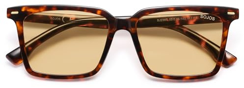 SOJOS Retro Quadratische Großer Polarisierte Sonnenbrille Damen Herren Klassisch 70er Cateye brillen mit UV400 Schutz SJ2387