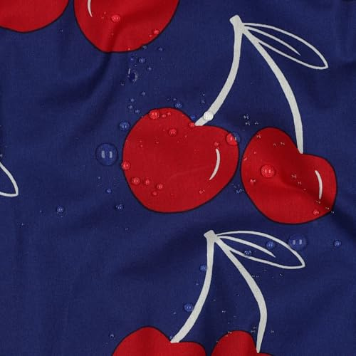 Beschichteter Baumwollstoff mit Kirschen – 3 Farben - abwaschbar & robust - Ökotex - für Tischdecken, Taschen, Accessoires und vieles mehr - Meterware ab 50cm (cobalt)
