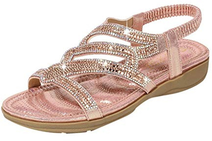 Trekkingsandaler, dam, moderna, sandaletter, dam, med kilklack, fritidssandaler, strass, vandringssandaler, ventilerande, paljetter, kilsandaler, halkfria semestersandaler, bohemiska sandaletter, ROSA