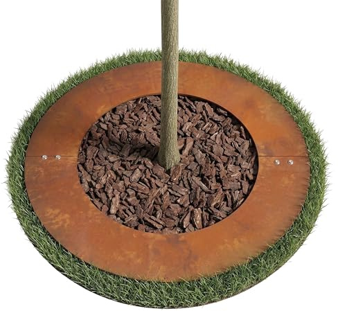 Relaxdays Anneau d'arbre en Acier Corten Brun, Patine Naturelle, Ø 80 cm, Bordure de pelouse pour Arbres et arbustes