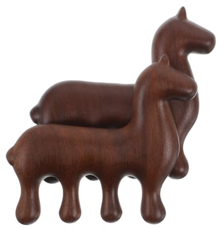 GATHINESS Masajeador de Cuero Cabelludo de Madera Natural 2piezas Dientes Redondeados y Mango Cómodo para Cuidado Capilar en Rutina de Temporada Edición Año del Caballo 2026